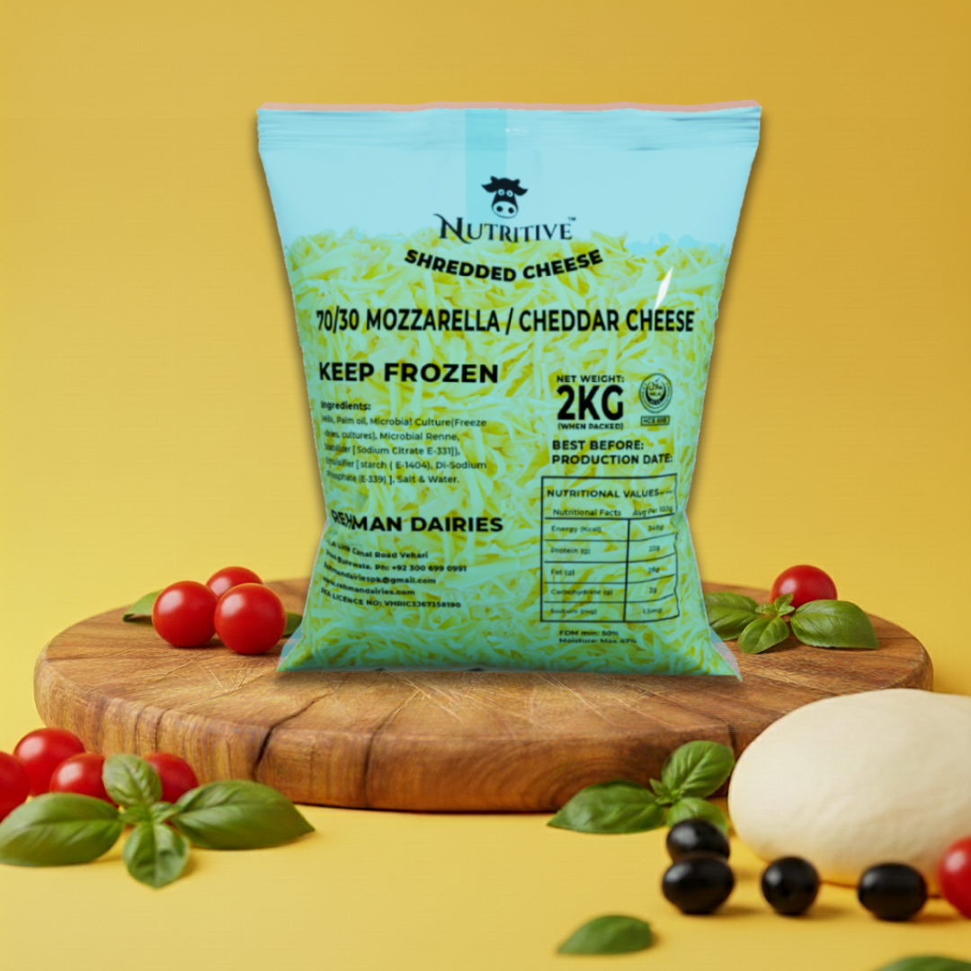 Nutritive Shredded 70/30 Mozzarella and Cheddar Cheese 2kg