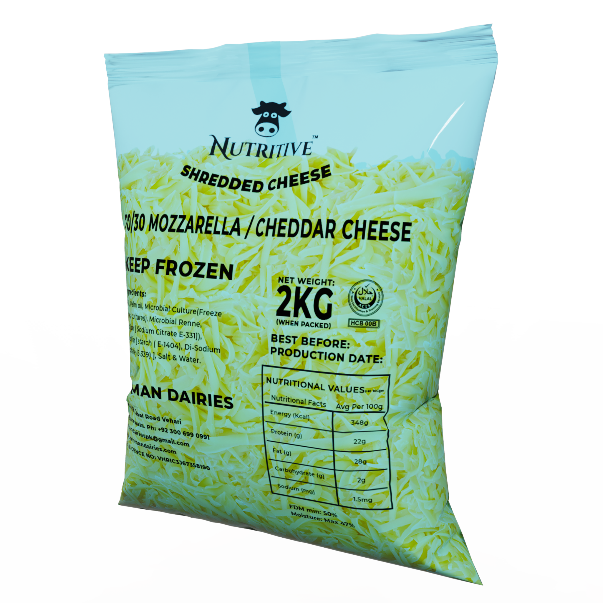 Nutritive Shredded 70/30 Mozzarella and Cheddar Cheese 2kg