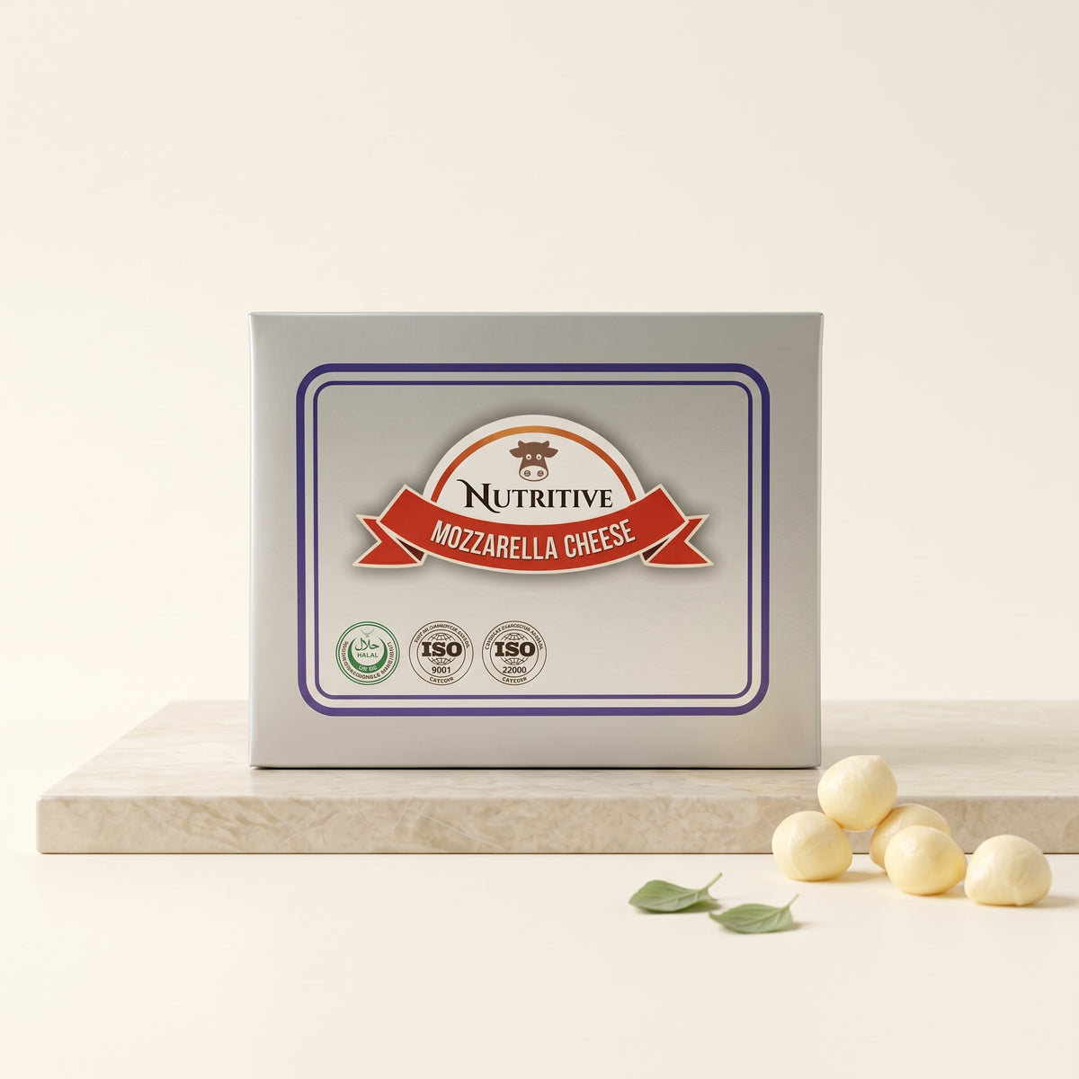 Nutritive Mozzarella Cheese 200gm packaging on plain background
